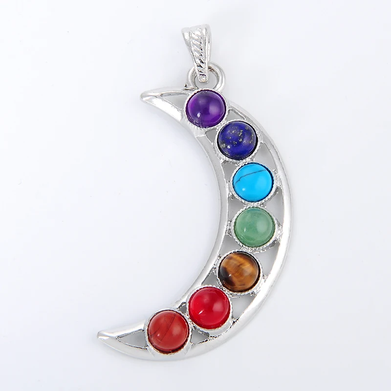 Fashion Reiki Chakra Pendant 7 Chakra Stones Natural Stone Pendant Semi Precious Stones Choker Necklace For Women Jewelry Gift