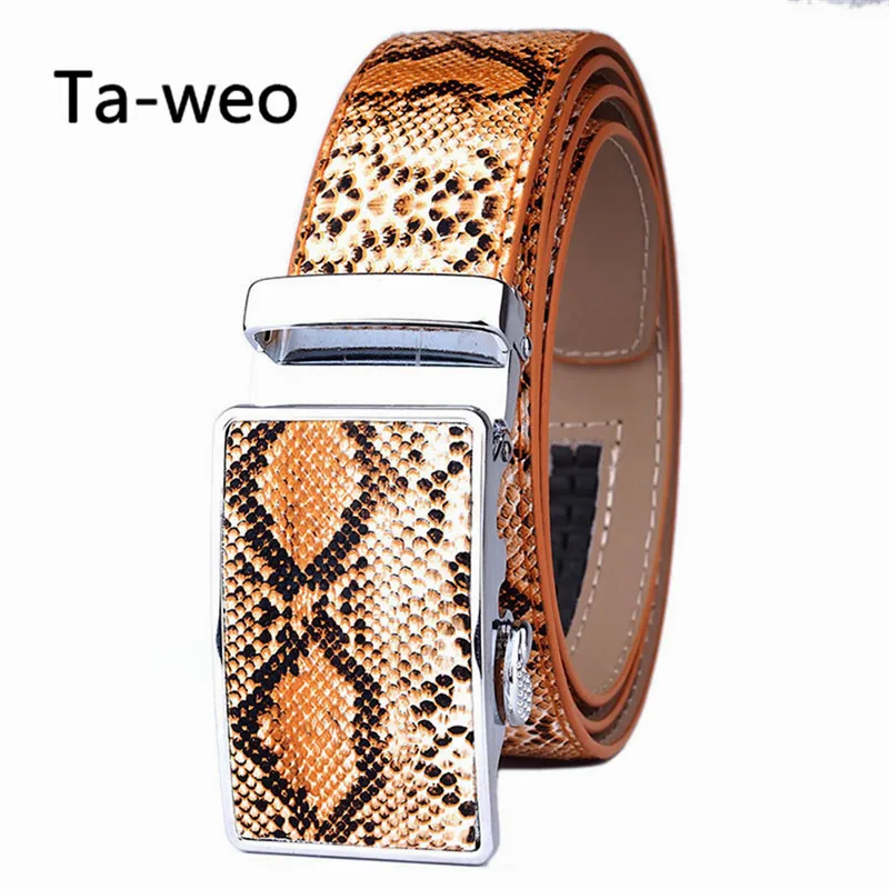 แฟชั่นเข็มขัดหนังผู้ชาย Faux Snakeskin ลายเข็มขัดคุณภาพสูง,Casual เข็มขัด