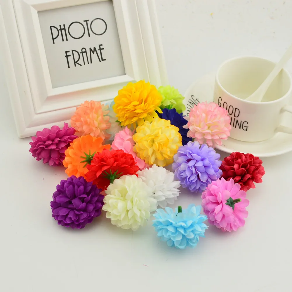 5CM 20 Stück Mehrschichtige Seiden-Chrysanthemenköpfe Künstliche Blumen Günstig für Heim- und Hochzeitsdekoration DIY Kranz Brautstrauß – Detail 1