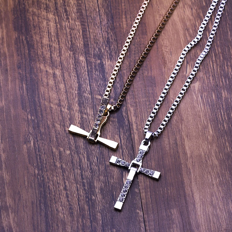 Movie jewelry The Fast and The Furious Toretto Men Classic CROSS Pendant Necklace New Male Necklaces & Pendants Fashion