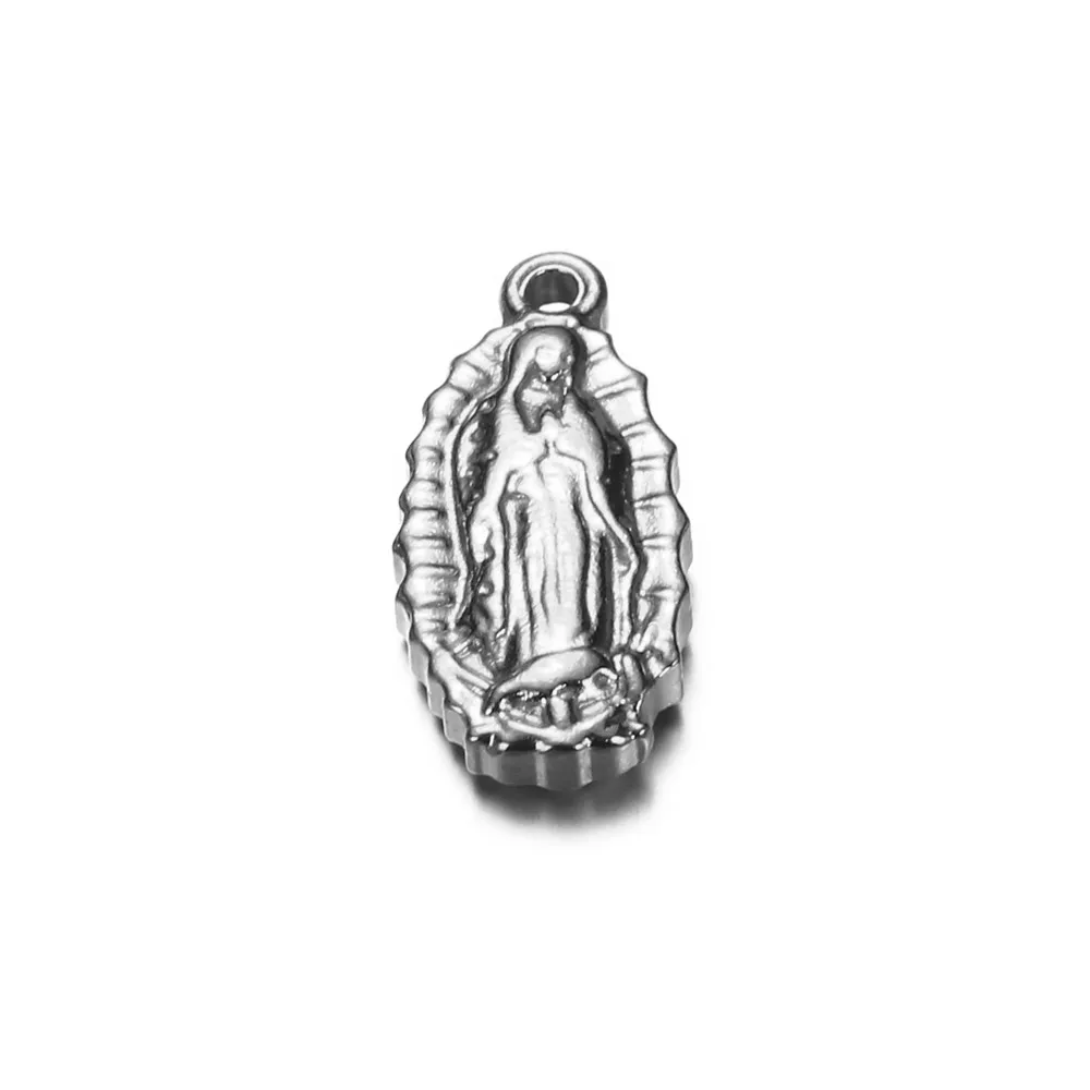 10PCS Wholesale Catholic Stainless Steel Virgin Charms for Jewelry Making Virgin Christian Pendant Accessories