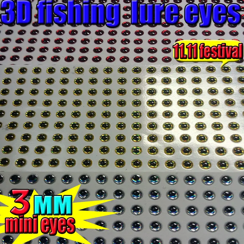 11.11 sales!!! fishing lure eyes size:3MM , choose color of red gold sliver  1000pcs/lot