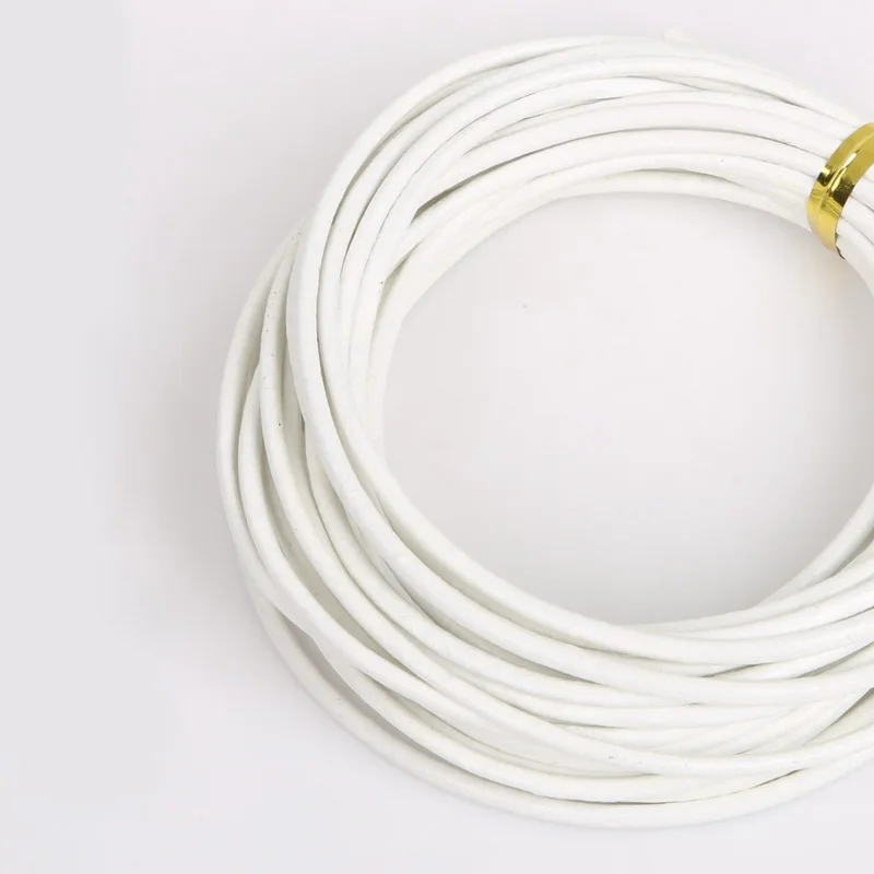 1/1.5/2mm Genuine Leather Cords White Round Rope String Cord For Jewelry Making Bracelet Necklace Craft DIY Jewelry Accessories