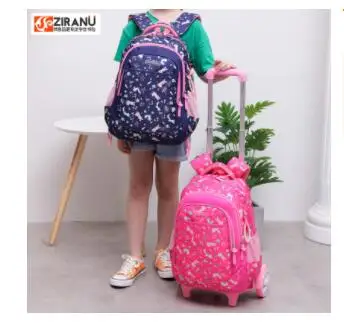 Children School Backpack with wheels Kids Wheeled Backpacks Children Rolling Bag For girls Travel trolley Backpack bag for kids