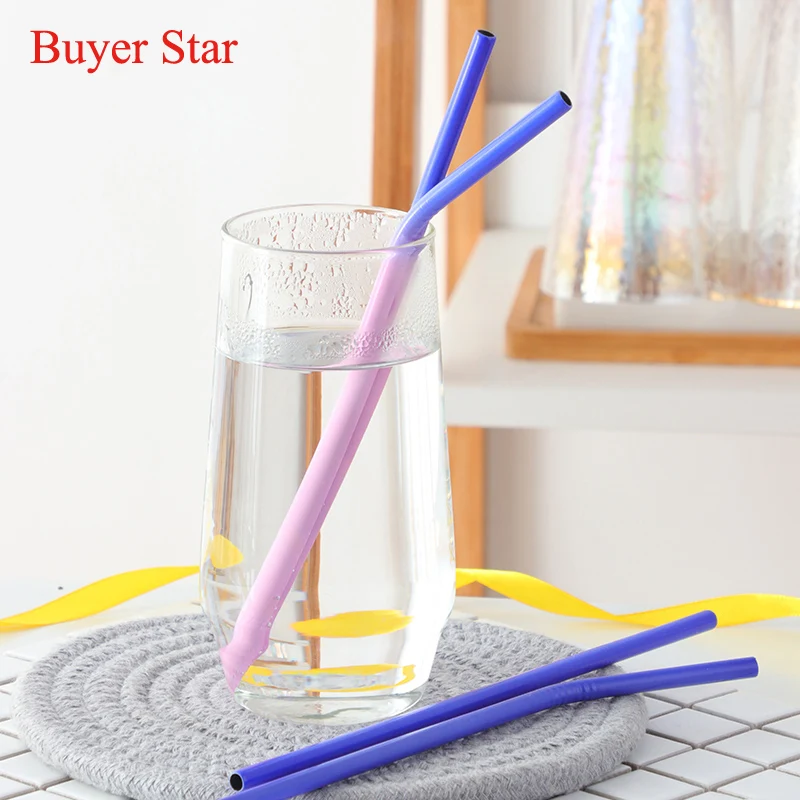 100pcs Discoloration Drinking Straw Reusable Straws Cleaner Brush Set High Quality Eco Friendly Metal Straw