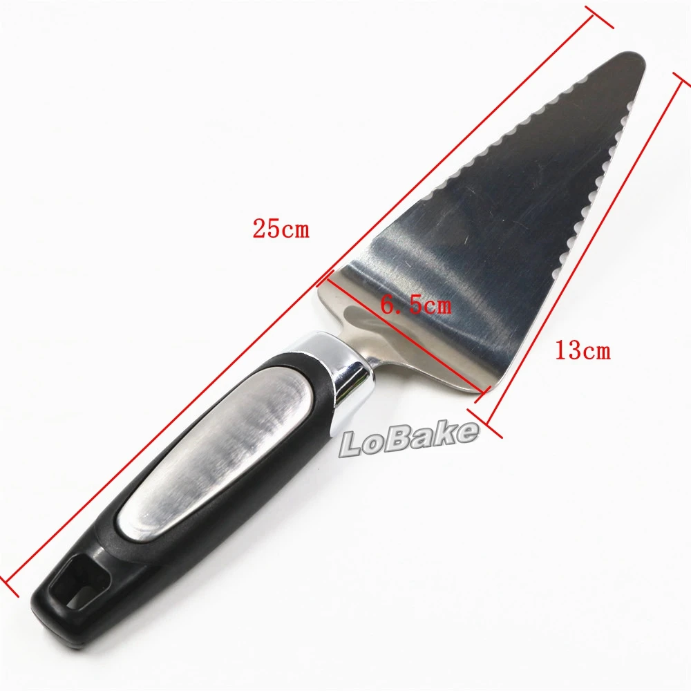 Top stainless steel 25cm trigon curved shovel with teeth blade pizza cutter cake server BBQ tools for kitchen cooking gadgets