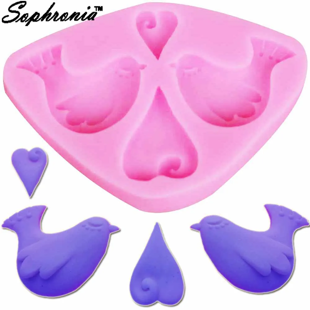 

10PCS/SET Birds with Love Silicone Mold 3D Fondant Chocolate Candy Molds Sugarcraft Cake Decoration Tools Baking Moulds m820