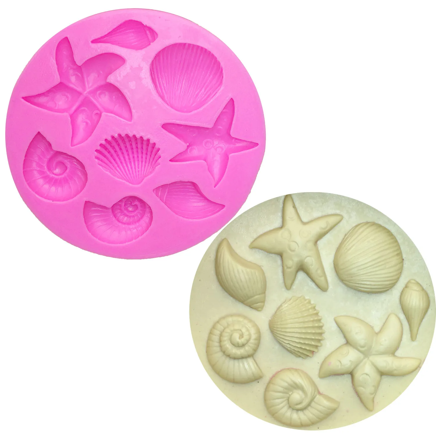 M0240 Shell/conch/starfish silicone mold Fondant Cake Decorating Tools Polymer Clay Resin Candy baking accessories