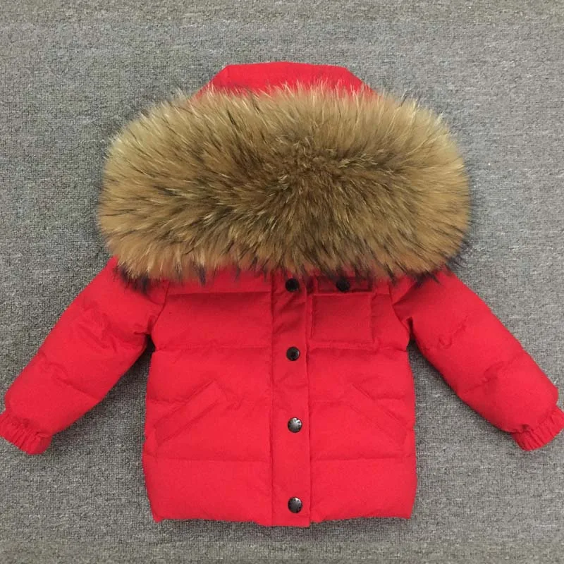 Boys Girls Jacket  Winter Coat Kids Warm Thick Hooded Big Fur Collar Children Outerwear Coat Girl Boy 65-135cm 1-9Y Clothing