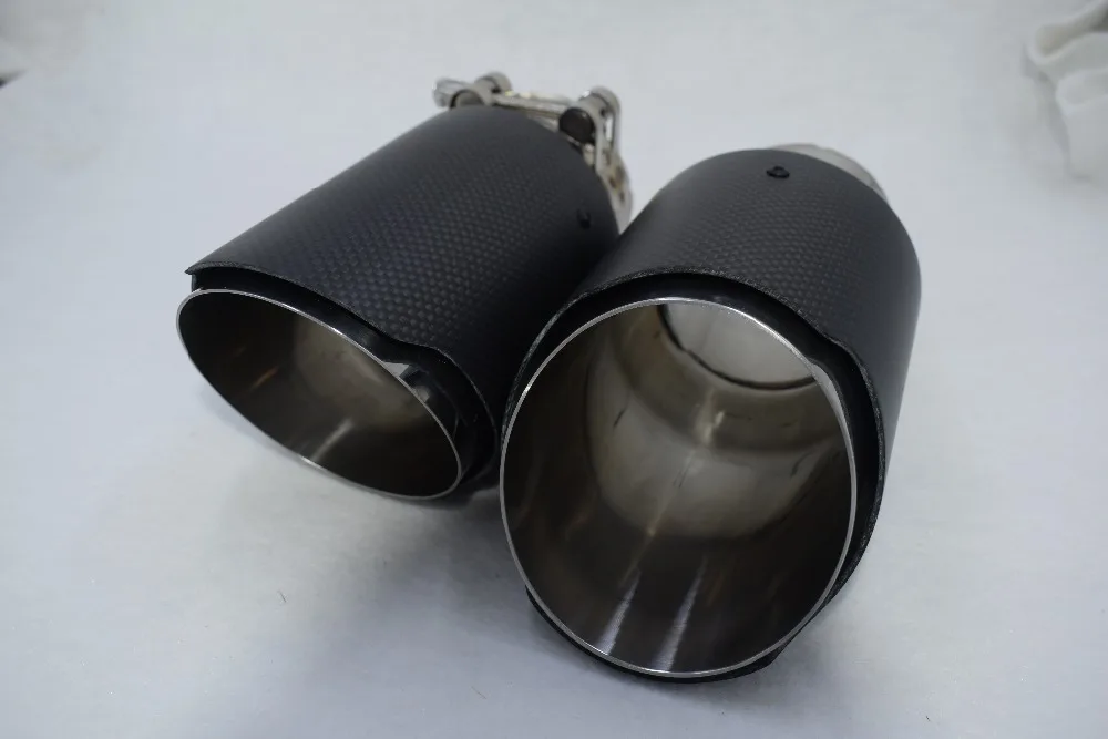 Inlet51/54/57/60/63/80mm outlet76/89/101/114mm 304 Stainless Steel carbon fiber exhaust tip exhaust pipe muffler