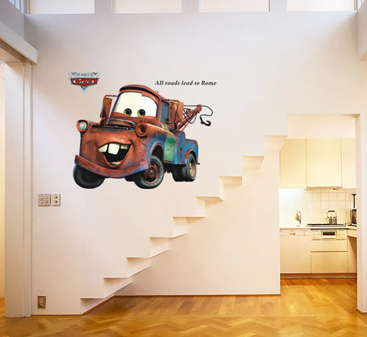 3D Broken Mater Truck Car For Boys Bedroom Self Adhesive Kids Room Wallpaper Cartoom Car Poster Mural Wall Stickers