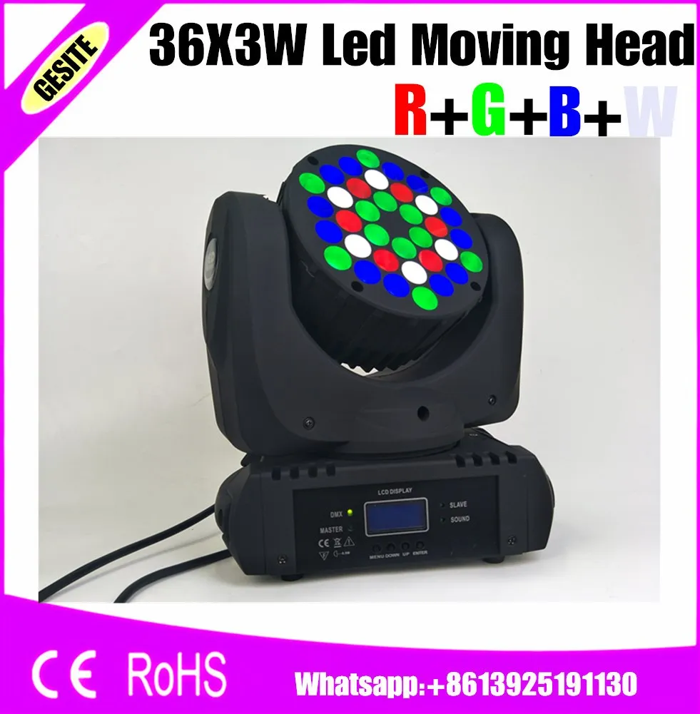 

8pcs/lot 36X3W RGBW LED Beam Wash Moving Head Stage Light DMX512 DJ Disco PAR Laser Projector Lighting Effect