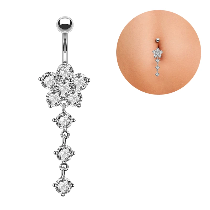 1pc High Crystal Dangle Surgical Steel Naval Ring Waterdrop Butterfly Belly Button Rings Sexy Belly Bar Body Piercing Jewelry