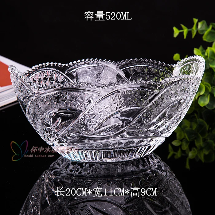 Transparent glass fruit salad dessert fruit plate ship ship plate glass fruit plate melon fruit crystal glass bucket