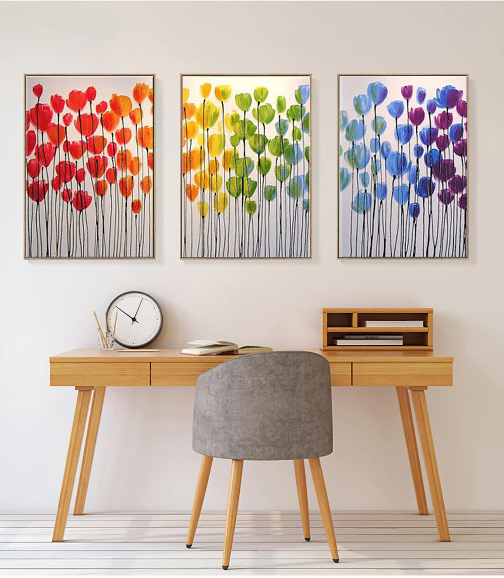 3 piezas pinturas al oleo abstractas Cuadros decorativos  oil painting on canvas handmade wall pictures for living room flower