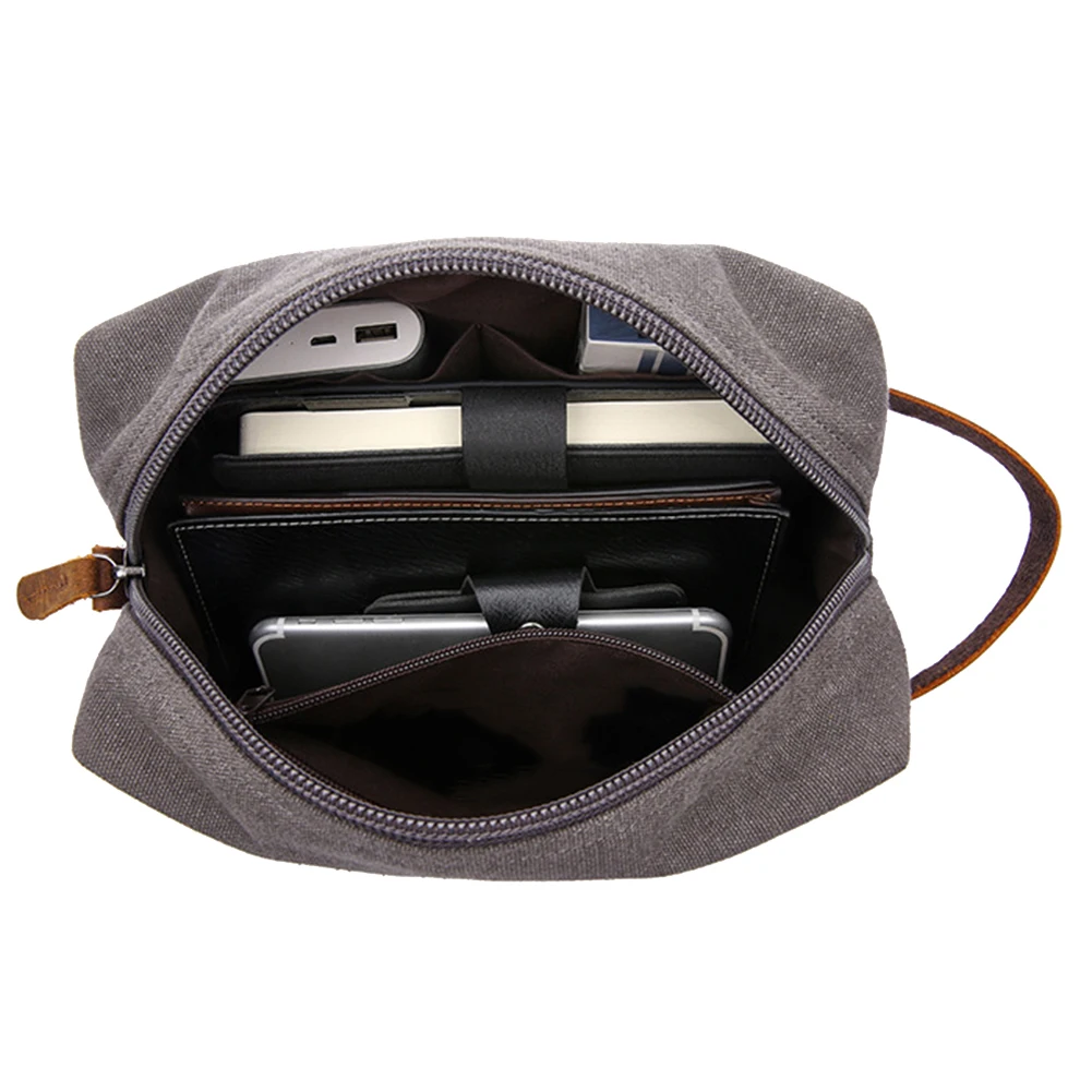 Retro Men Travel Shaving Kit Cosmetic Makeup Bags Organizer Canvas Toiletry Bag