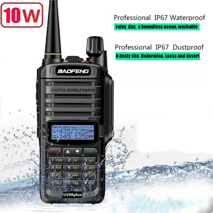 New 2pcs uv-9r plus with 10w power 4800mah dual band cb ham radio hf transceiver handheld radio walkie talkie 10km two way radio