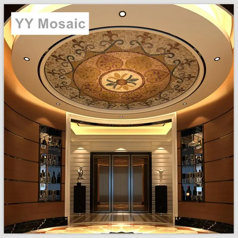 Round Shape Mural for Ceiling and Floor Glimmer Ice Jade Euphotic Glass Mosaic Tiles Home Decoration Custom Sizes and Shapes