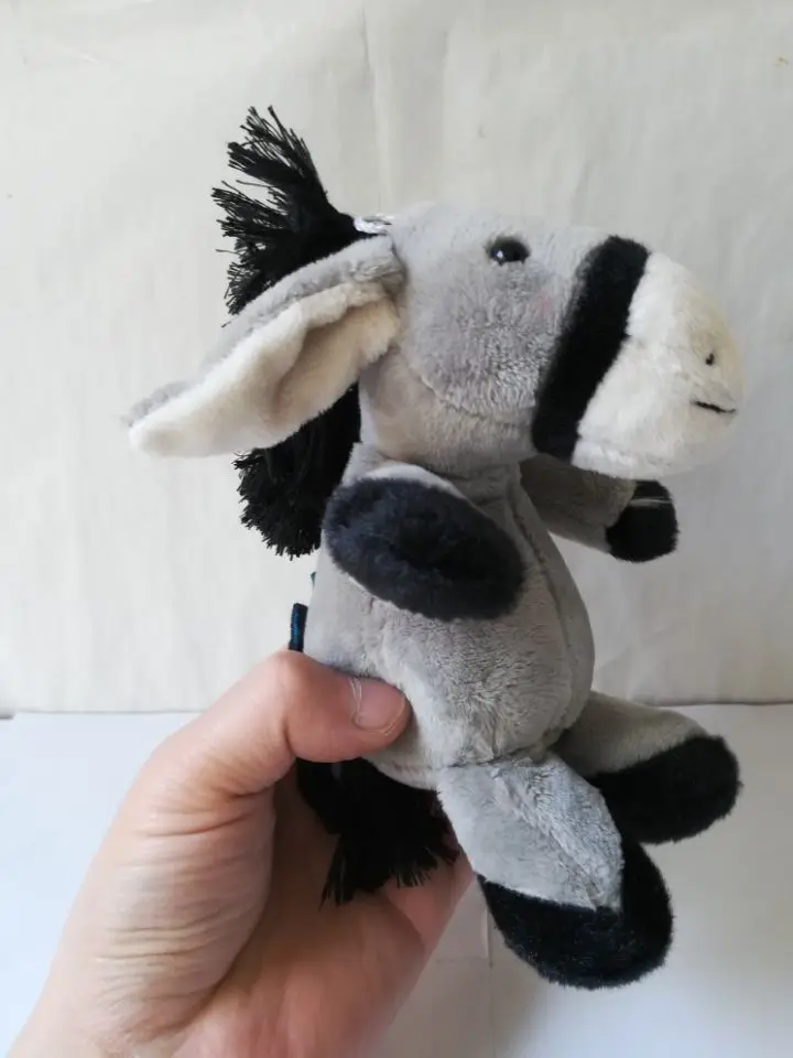 Jouet en peluche d'âne de dessin animé gris, petit jouet doux de 18cm pour bébé, cadeau de noël w0309