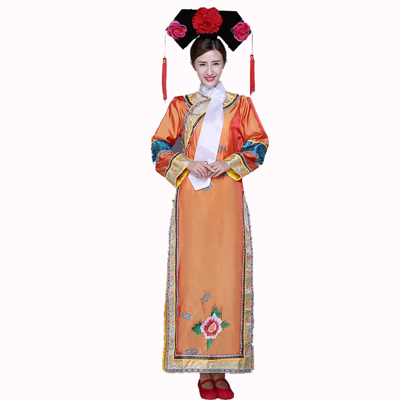 Qing Dynasty Dramaturgic Dress Women's Chinese Traditional Ancient Infanta Costume Peri Theatrical Robe Dande Wear YZT081903