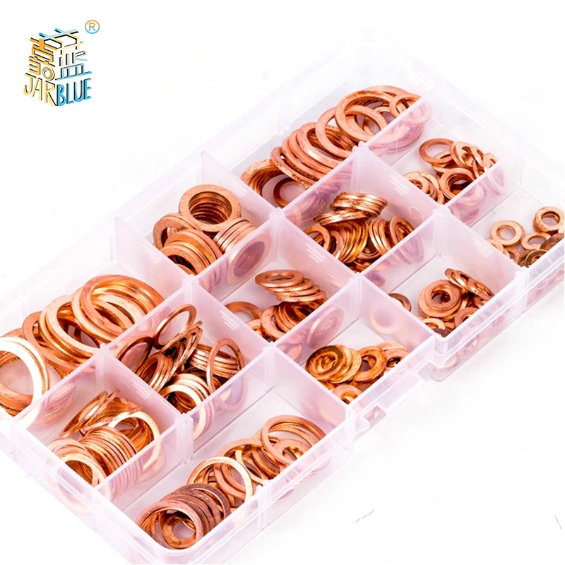 280/200/150/100/50pcs DIN7603 M5 M6 M8 M10 M12 M14 T3 Sealing Copper Washer For Boat Crush Washer Flat Seal Ring Fitting Kit