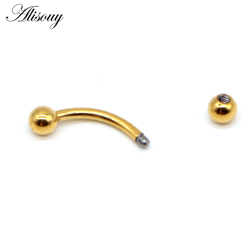 Alisouy 1pc 16G Surgical Stainless Steel 3mm Ball Eyebrow Piercing Curved Barbell Lip Ring Snug Daith Helix Rook Earring