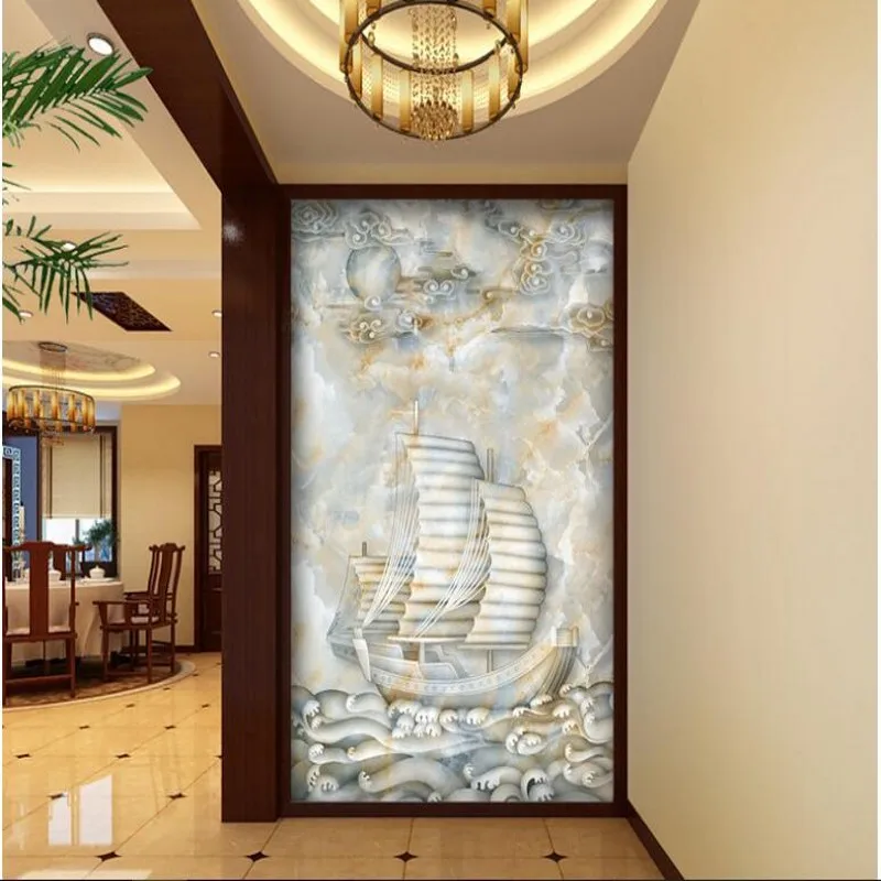 

wellyu Customized large - scale murals Yifanfengshun marble jade embossed entrance aisle background wall wallpaper