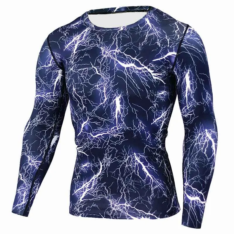 Mens Compression Shirts Bodybuilding Skin Tight Long Sleeves Jerseys Clothings MMA Crossfit Exercise Workout Fitness Sportswear