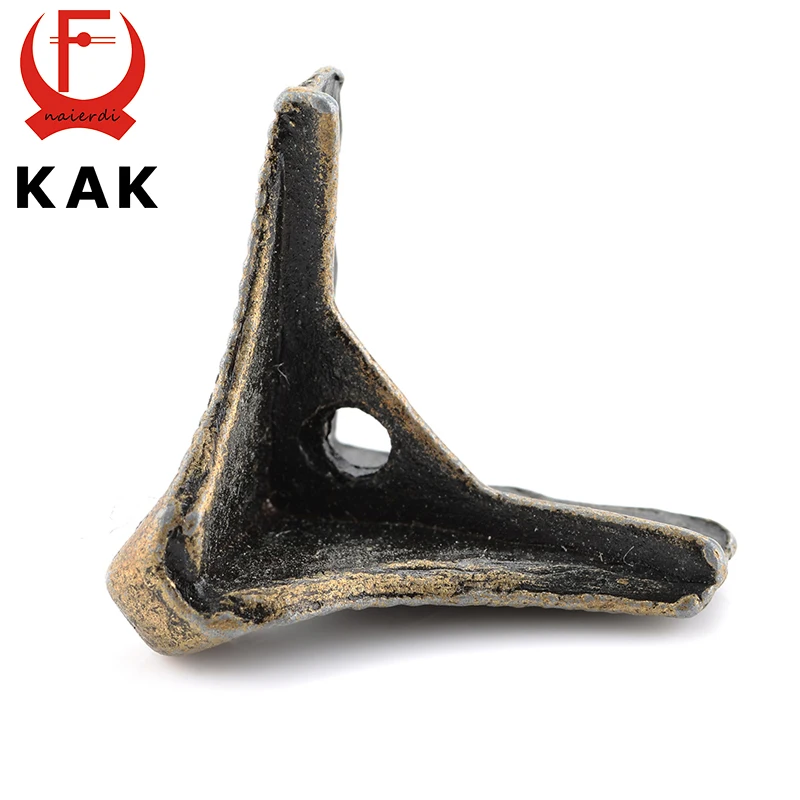 4PCS KAK Antique Corner Protector Bronze Jewelry Chest Box Wooden Case Decorative Feet Leg Metal Corner Bracket Hardware