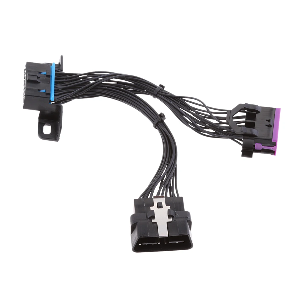 16-Pin 1 to 2 OBD2 OBD II  Y Splitter Male to Female Diagnostic Connector Cable Adapter for All Cars High Performance 20.5cm