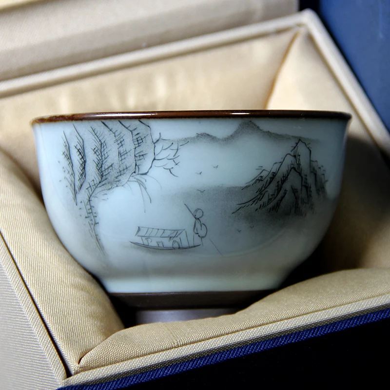 Jingdezhen Hand-painted Tea Cups, Ceramics Gift Boxes, Glazed Kungfu Sets, Master Single Cups