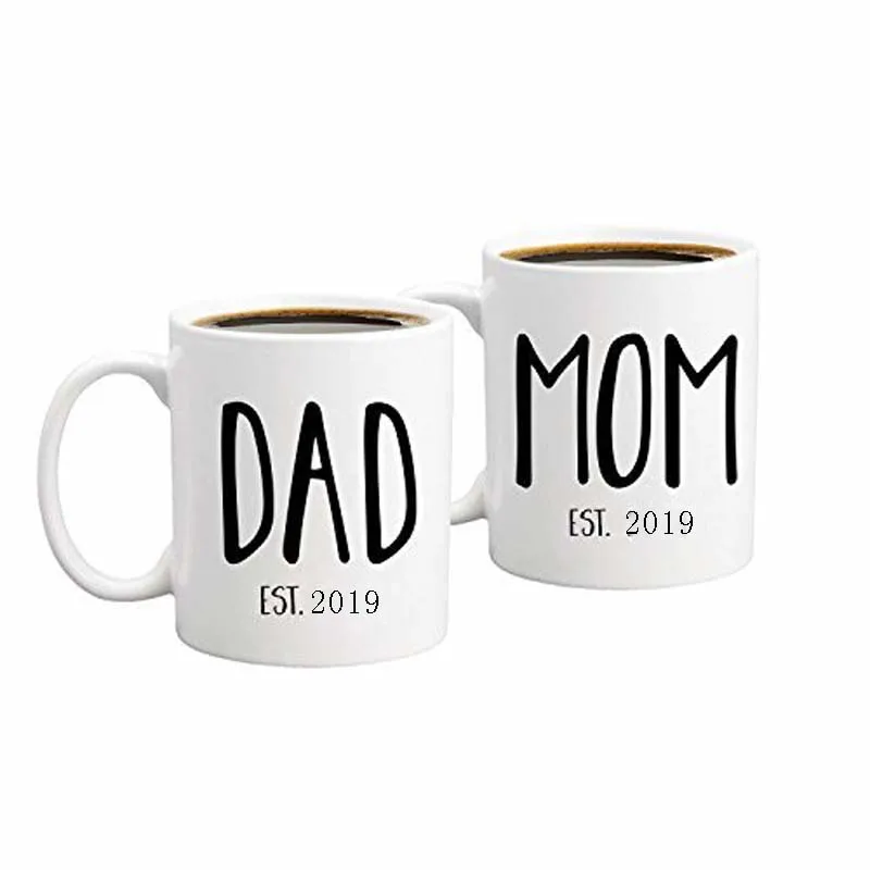 

New Parents Pregnancy 2021 Announcement Coffee Mug Set 11oz - Unique Christmas Gift For Parents To Be - Perfect Present For Baby