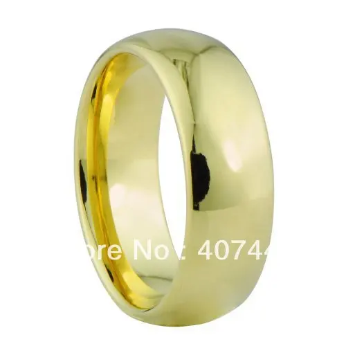 

YGK 8mm Golden Dome Tungsten Carbide Ring Mens Wedding Band