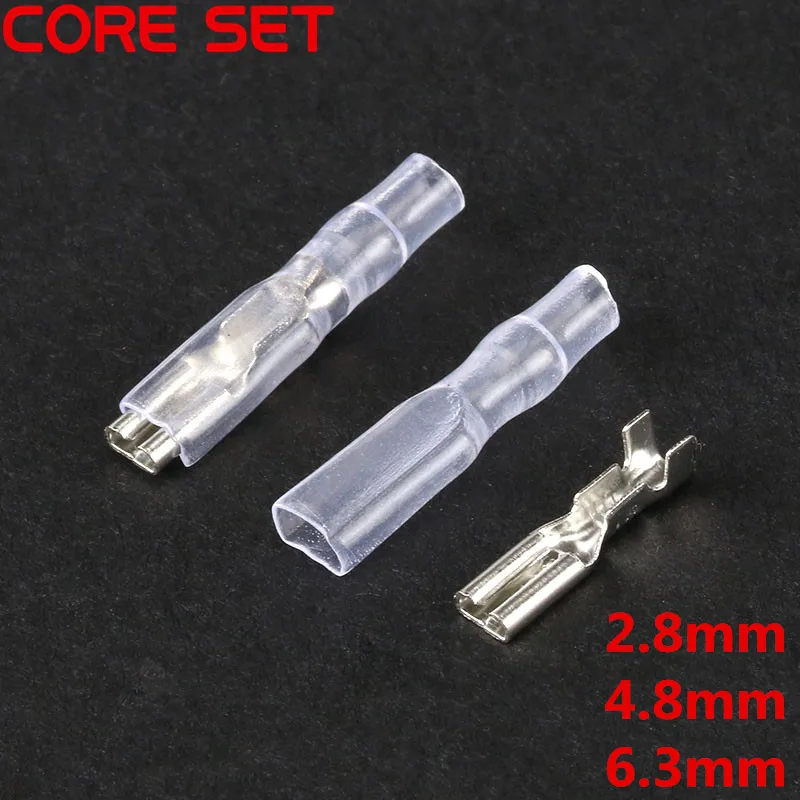 100pcs/Lot 2.8mm 4.8mm 6.3mm Brass Crimp Terminal Male Female Spade Connectors  Insulating Sleeve 22-16AWG