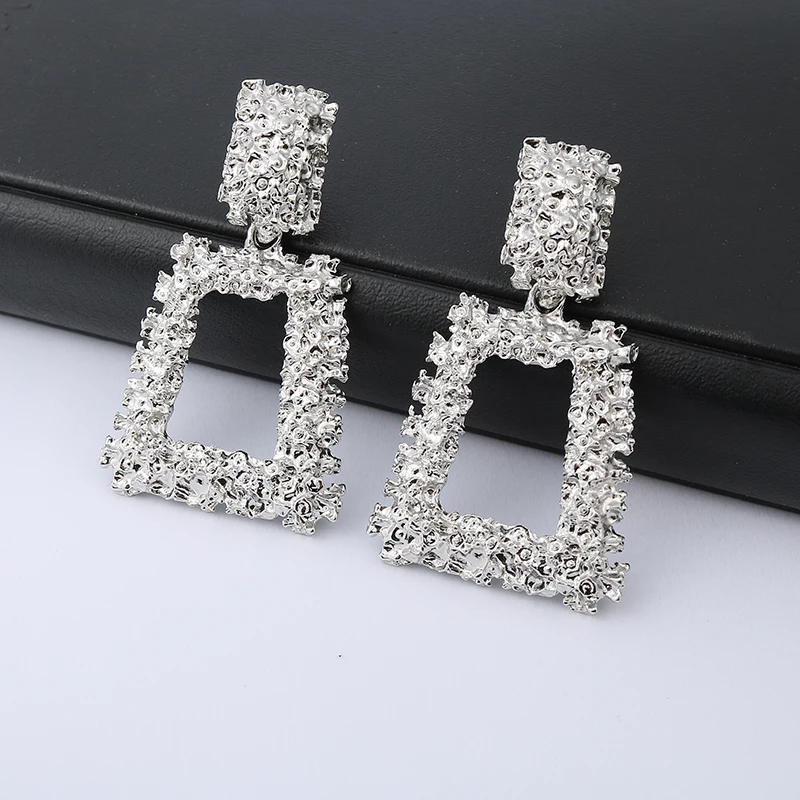 2019 Vintage Big Clip On Earrings Without Piercing Statement Hanging Earring Metal Ear Clips for Women Party Fashion Jewelry image 3