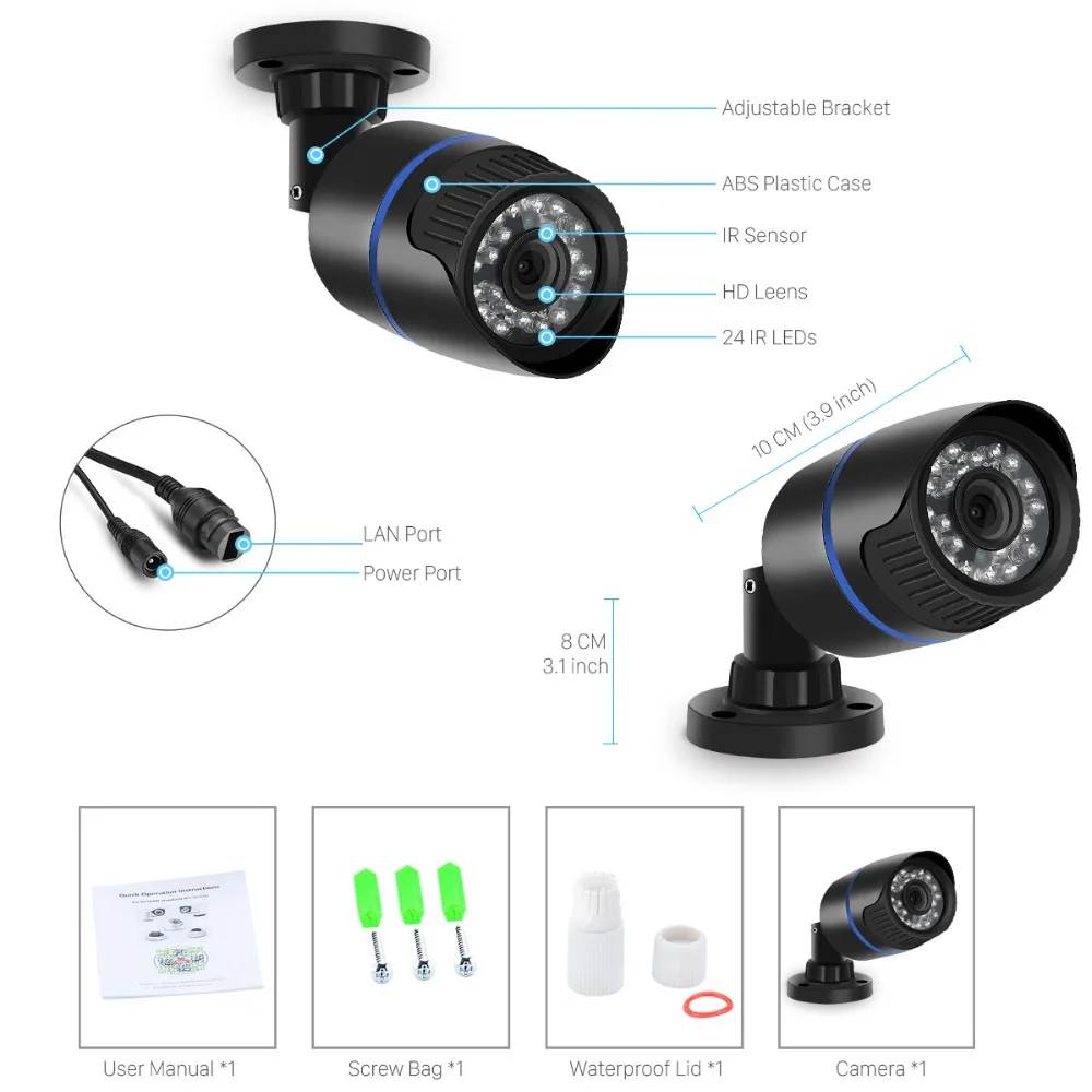 H.265/H.264 1080P Surveillance IP Camera FULL HD 1080P 2.0 Megapixel IR Night Vision Outdoor CCTV Camera IP 1080P DC 12V/48V PoE