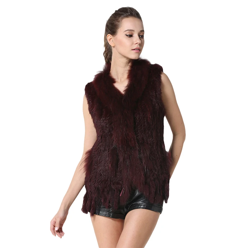 IANLAN Delle Donne Gilet di Pelliccia di Coniglio Signore Reale Raccoon Gilet di Pelliccia Casual Gilet Formato Standard IL00001