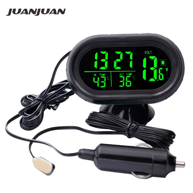 Monitor cyfrowy Woltomierz samochodowy Termometr Ładowarka samochodowa Elektroniczny wyświetlacz zegara LED Tester napięcia temperatury