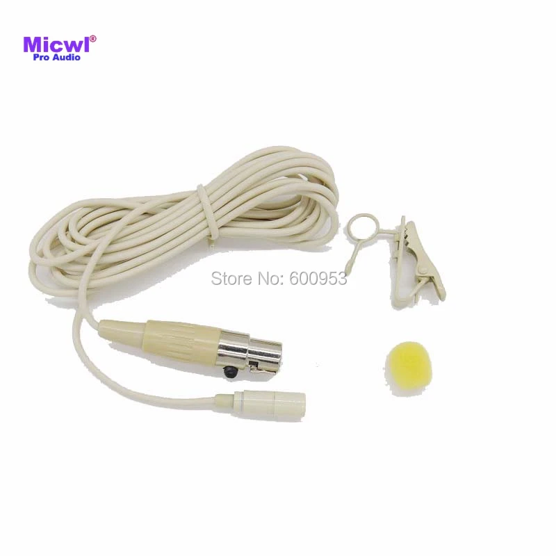 

MICWL ME2 TA4F 4Pin Mini Tie Clip-On Lavalier Lapel Omnidirectional Microphone for Shure Wireless - Beige and Black