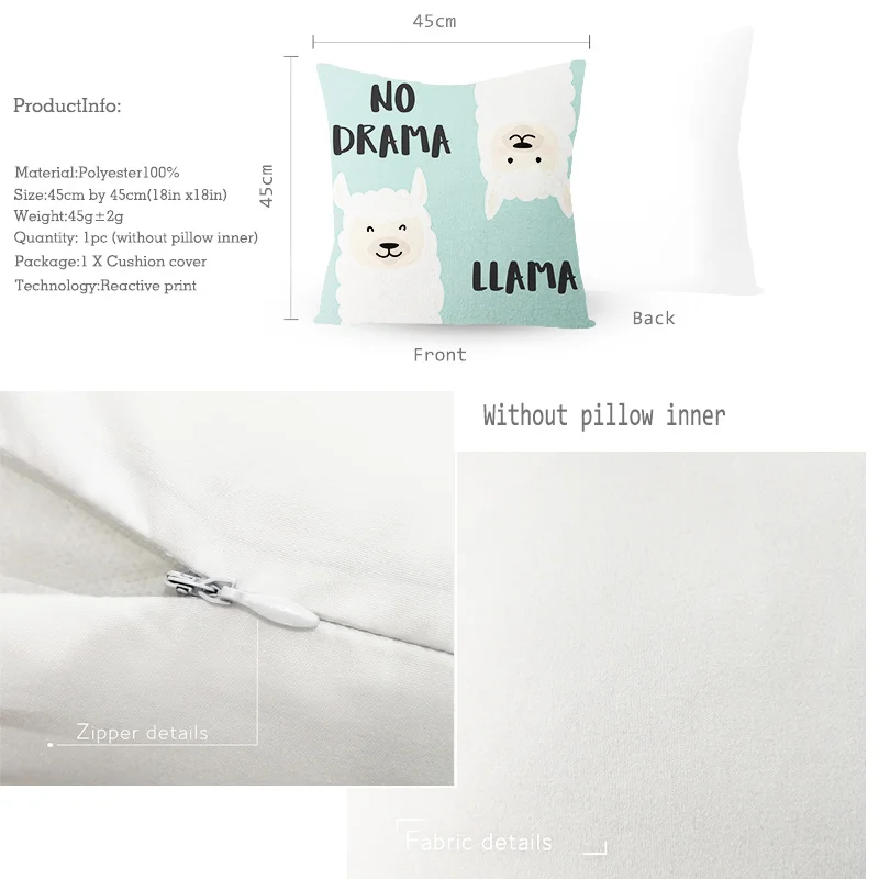 Cute Cartoon Alpaca Cushion Cover Creative Alpaca Decorative Pillowcase Alpaca Throw Pillow Case Case For Sofa Cushion Cover