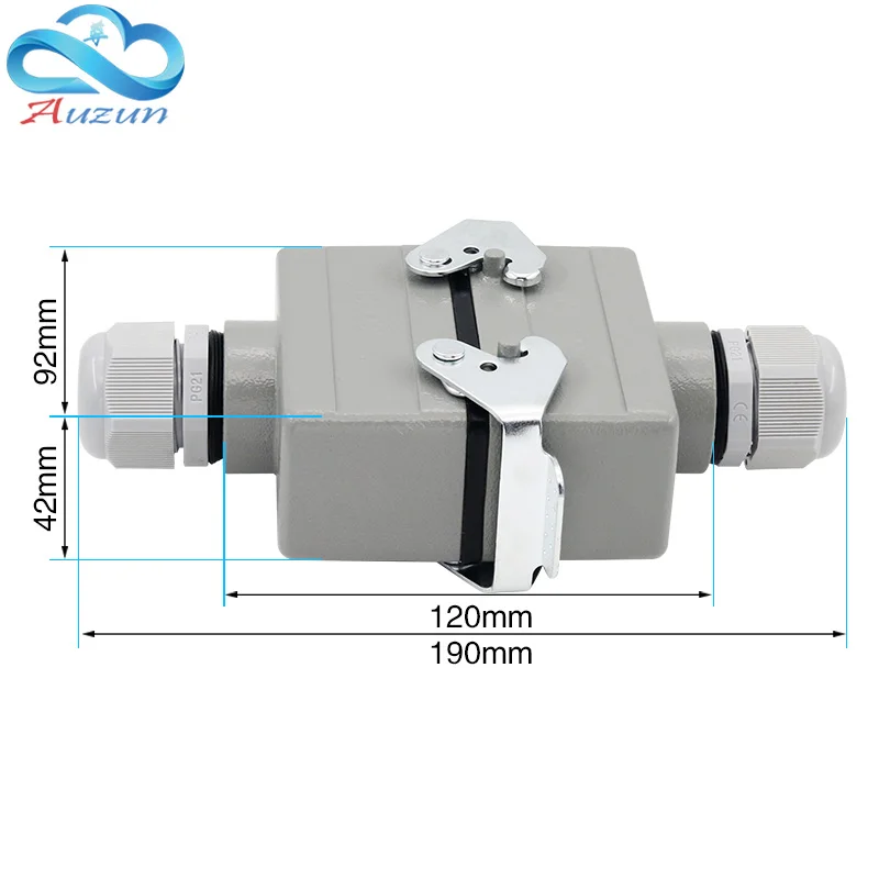 16 core Rectangular heavy duty connector butt type He-016 waterproof socket connector for aerospace industry 16A