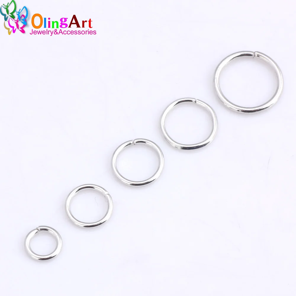 OlingArt Rhodium plating Jump Ring 6mm/8mm/9mm/10mm/12mm link loop Mixed size DIY Jewelry making Connector Wire diameter 1.0MM