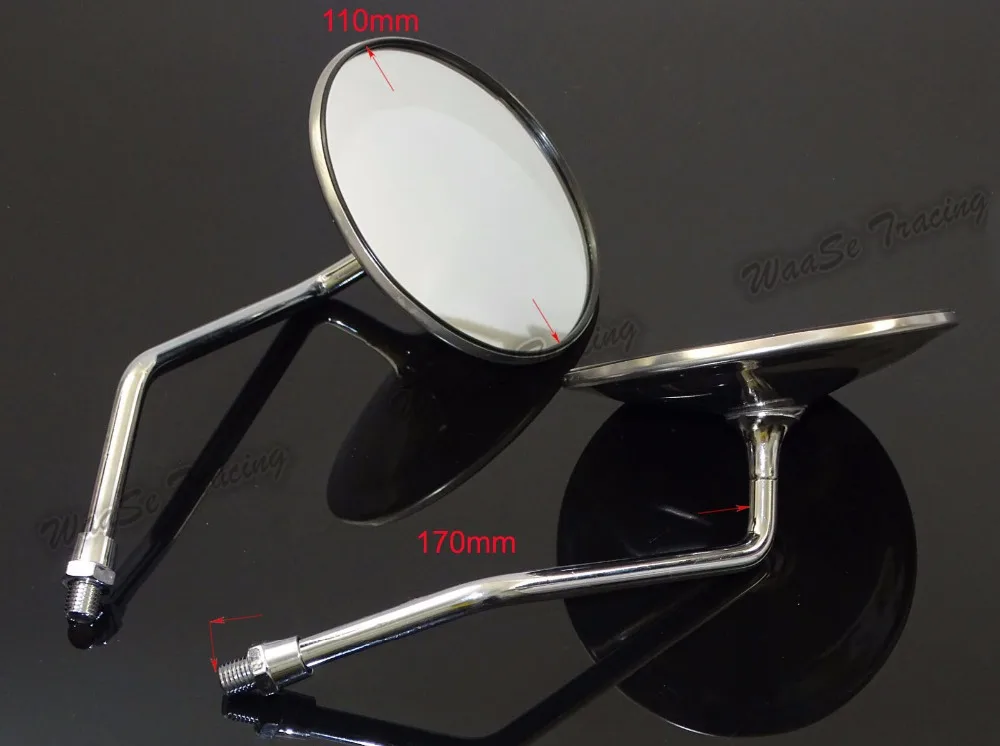 waase Motorcycle Chrome Round Universal Motorcycle Rearview Mirror 10mm For Suzuki GN125 GN250 GN400 For Honda For Kawasaki