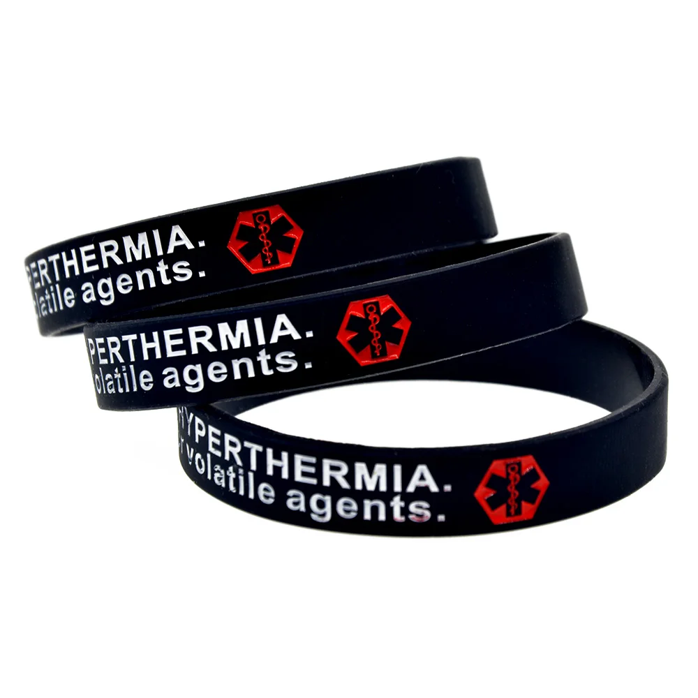 50 Stück, Warnarmband aus Silikon für Fälle von maligner Hyperthermie, 1/2 Zoll breit, für Damen und Herren, Gummiarmband, motivierendes Armband. – Detail 5