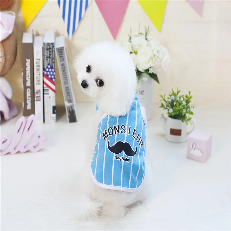 New Fashion Small Dog Clothes Cotton Puppy T-shirt Vest Striped Summer Waistcoat For Pet Cat Doggie Teddy Chihuahua S/M/L/XL/XXL