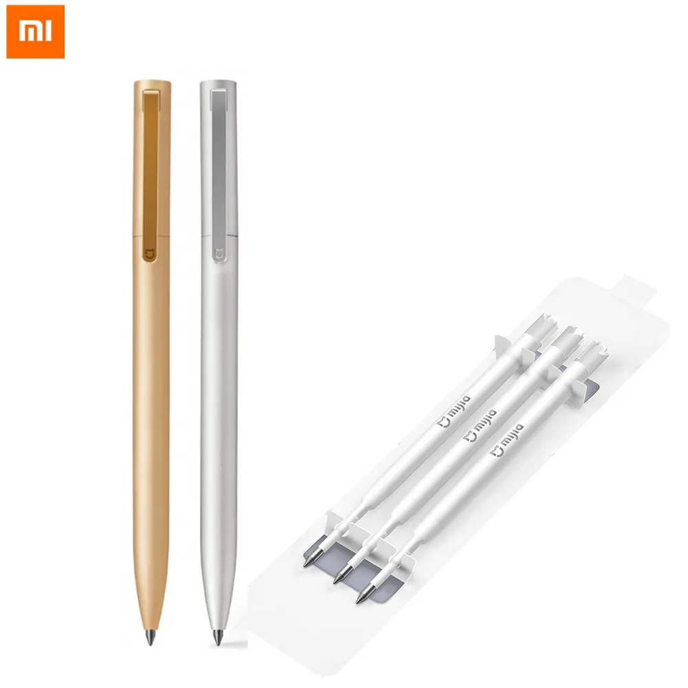 New Original Xiaomi Mijia 0.5MM Metal Sign Pen Black Refill Smooth Switzerland MiKuni Japan Ink With Optional Relacement Refill