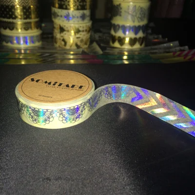 Foil Laser High quality washi paper  tape 15mm*10m/ Foil Laser  different  design  masking washi paper  tape