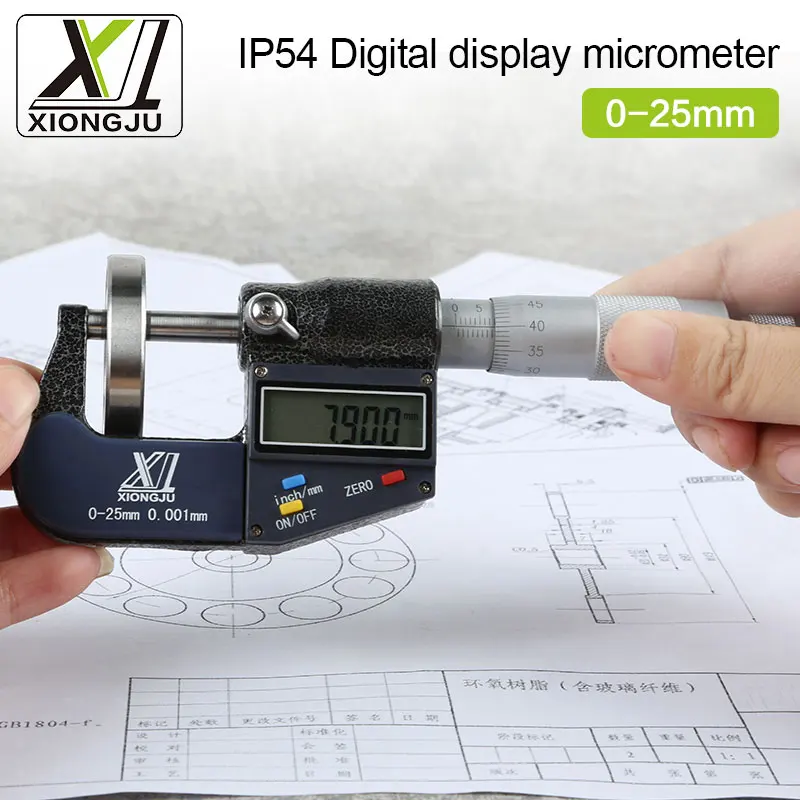 Super Electronic Outside Micrometer 0-25mm Digital Micrometer Caliper Gauge Meter Micrometer Carbide Tip Measure Tools 0.001mm