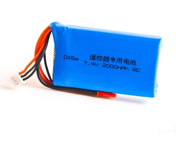 1pcs Lipo Battery 2S 7.4V 2000MAH 8C Lipo Battery For Spektrum DX6E DX6 Transmitter