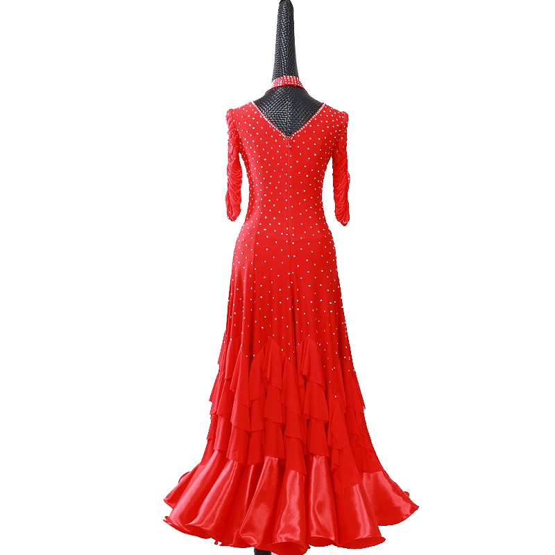 Dame Anpassen Ballroom Dance Kleid Mädchen Walzer Tango Tanzen Kleider Weibliche Flamenco Ballroom Dance Compitition Kostüme D0396